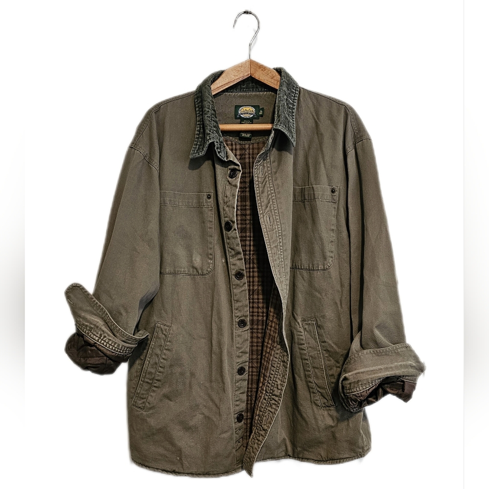 Cabela's Vintage 90s Mens X-Large Flannel Lined Button Field Jacket